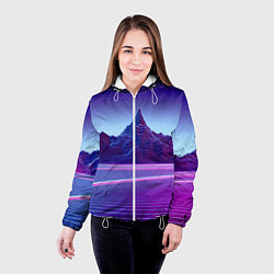 Куртка с капюшоном женская Neon mountains - Vaporwave, цвет: 3D-белый — фото 2
