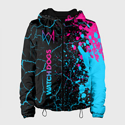 Куртка с капюшоном женская Watch Dogs - neon gradient: по-вертикали, цвет: 3D-черный
