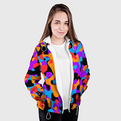 Куртка с капюшоном женская Абстракция - благородные цвета, цвет: 3D-белый — фото 2
