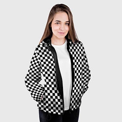 Куртка с капюшоном женская Шахматное пано, цвет: 3D-черный — фото 2
