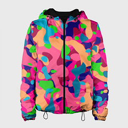Куртка с капюшоном женская Абстракция в психоделических цветах, цвет: 3D-черный