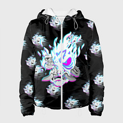 Куртка с капюшоном женская Cyberpunk 2077 neon samurai glitch art colors, цвет: 3D-белый