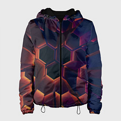 Куртка с капюшоном женская Абстрактные металл и лучи, цвет: 3D-черный