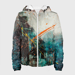 Куртка с капюшоном женская Синий туман и краски, цвет: 3D-белый