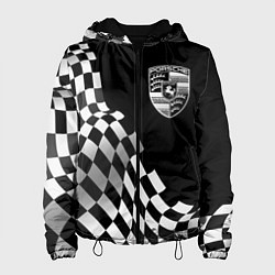 Куртка с капюшоном женская Porsche racing flag, цвет: 3D-черный