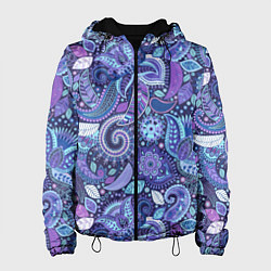 Куртка с капюшоном женская Индийский орнамент - Пейсли, цвет: 3D-черный