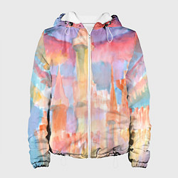 Куртка с капюшоном женская Город света акварель, цвет: 3D-белый