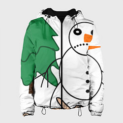Куртка с капюшоном женская Собака писает на снеговика, цвет: 3D-черный