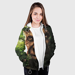 Куртка с капюшоном женская Дерево с лицом мем Мудрое дерево, цвет: 3D-белый — фото 2