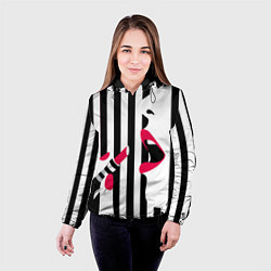Куртка с капюшоном женская Девушка красит губы, цвет: 3D-черный — фото 2
