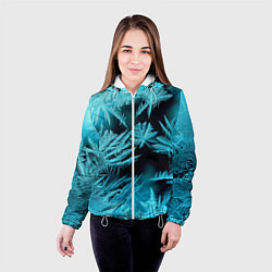 Куртка с капюшоном женская Голубой лед - иней, цвет: 3D-белый — фото 2