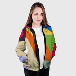 Куртка с капюшоном женская Геометрические разноцветные фигyры, цвет: 3D-черный — фото 2