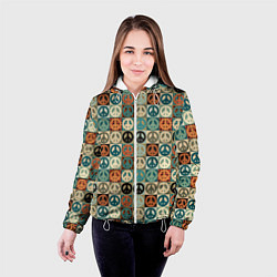 Куртка с капюшоном женская Peace symbol pattern, цвет: 3D-белый — фото 2