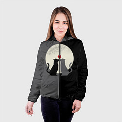 Куртка с капюшоном женская Котики под луной, цвет: 3D-черный — фото 2