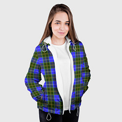 Куртка с капюшоном женская Ткань Шотландка сине-зелёная, цвет: 3D-белый — фото 2