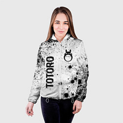 Куртка с капюшоном женская Totoro glitch на светлом фоне: надпись, символ, цвет: 3D-белый — фото 2