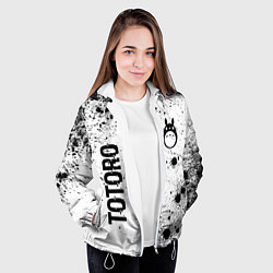 Куртка с капюшоном женская Totoro glitch на светлом фоне: надпись, символ, цвет: 3D-белый — фото 2