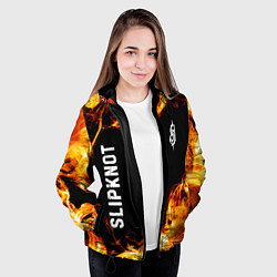 Куртка с капюшоном женская Slipknot и пылающий огонь, цвет: 3D-черный — фото 2