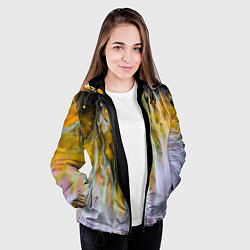 Куртка с капюшоном женская Красочные абстрактные волны и линии, цвет: 3D-черный — фото 2