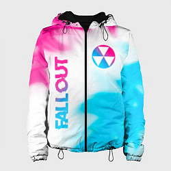 Куртка с капюшоном женская Fallout neon gradient style: надпись, символ, цвет: 3D-черный
