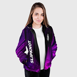 Куртка с капюшоном женская Slipknot violet plasma, цвет: 3D-черный — фото 2