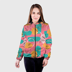 Куртка с капюшоном женская Цветы и фигуры абстракция, цвет: 3D-черный — фото 2
