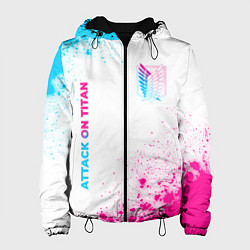 Куртка с капюшоном женская Attack on Titan neon gradient style: надпись, симв, цвет: 3D-черный