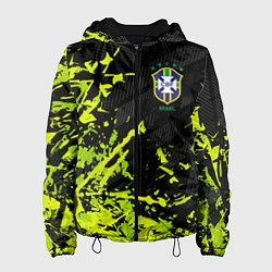 Куртка с капюшоном женская Сборная Бразилия пятна, цвет: 3D-черный
