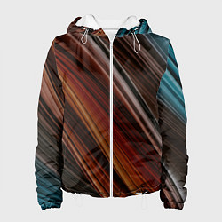 Куртка с капюшоном женская Разноцветные геометрические линии, цвет: 3D-белый