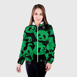 Куртка с капюшоном женская Panda green pattern, цвет: 3D-белый — фото 2