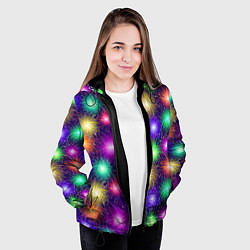Куртка с капюшоном женская Праздничный салют - фейерверк, цвет: 3D-черный — фото 2