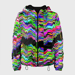 Куртка с капюшоном женская Глитч с искривлённым ртом, цвет: 3D-черный