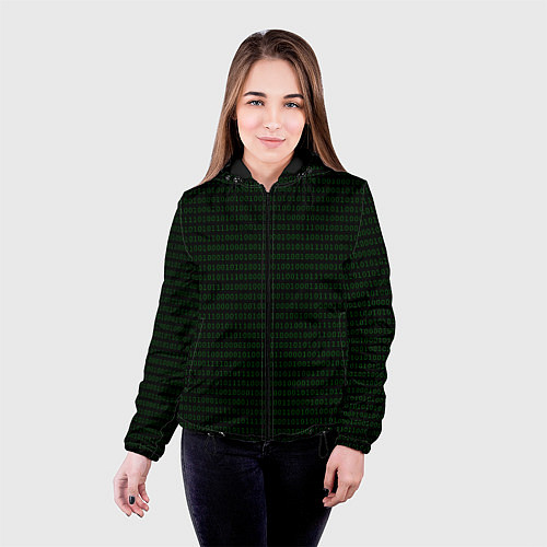 Женская куртка Однотонный двоичный код / 3D-Черный – фото 4