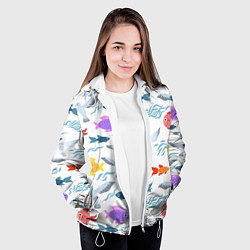 Куртка с капюшоном женская Рыбки и чайки, цвет: 3D-белый — фото 2