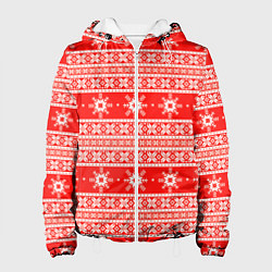 Куртка с капюшоном женская New Year snowflake pattern, цвет: 3D-белый
