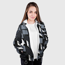 Куртка с капюшоном женская Выпирающие кубы - металлическая броня, цвет: 3D-белый — фото 2