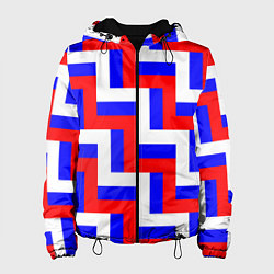 Куртка с капюшоном женская Плетение триколор, цвет: 3D-черный