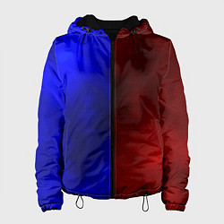 Куртка с капюшоном женская Половина синяя, половина красная, цвет: 3D-черный