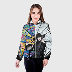 Куртка с капюшоном женская Уэнсдэй играет на виолончели на фоне окна, цвет: 3D-белый — фото 2