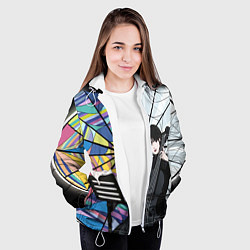 Куртка с капюшоном женская Уэнсдэй играет на виолончели на фоне окна, цвет: 3D-белый — фото 2