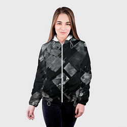 Куртка с капюшоном женская Серые полосы, цвет: 3D-белый — фото 2