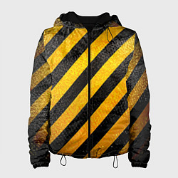 Куртка с капюшоном женская Черно-желтая опасность, цвет: 3D-черный