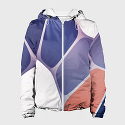 Куртка с капюшоном женская Узор из синих, фиолетовых, белых и оранжевых камне, цвет: 3D-белый