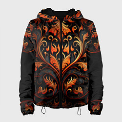 Куртка с капюшоном женская Огненные узоры, цвет: 3D-черный