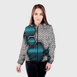 Куртка с капюшоном женская Cyber texture abstraction, цвет: 3D-черный — фото 2