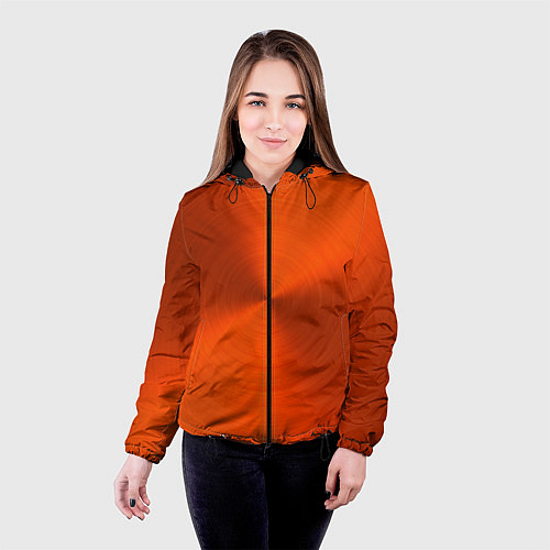 Женская куртка Оранжевый волнообразный дисковый узор / 3D-Черный – фото 4