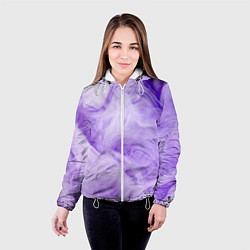 Куртка с капюшоном женская Абстрактный фиолетовый облачный дым, цвет: 3D-белый — фото 2