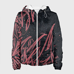 Куртка с капюшоном женская Бордовое граффити, цвет: 3D-белый