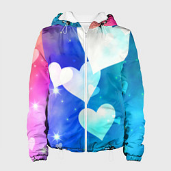 Куртка с капюшоном женская Dreamy Hearts Multicolor, цвет: 3D-белый