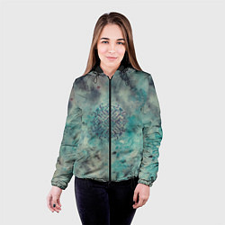 Куртка с капюшоном женская Мандала спокойствия, космос, синяя, цвет: 3D-черный — фото 2